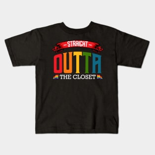 LGBT - Straight Outta The Closet - Gay Pride Statement Rainbow Kids T-Shirt